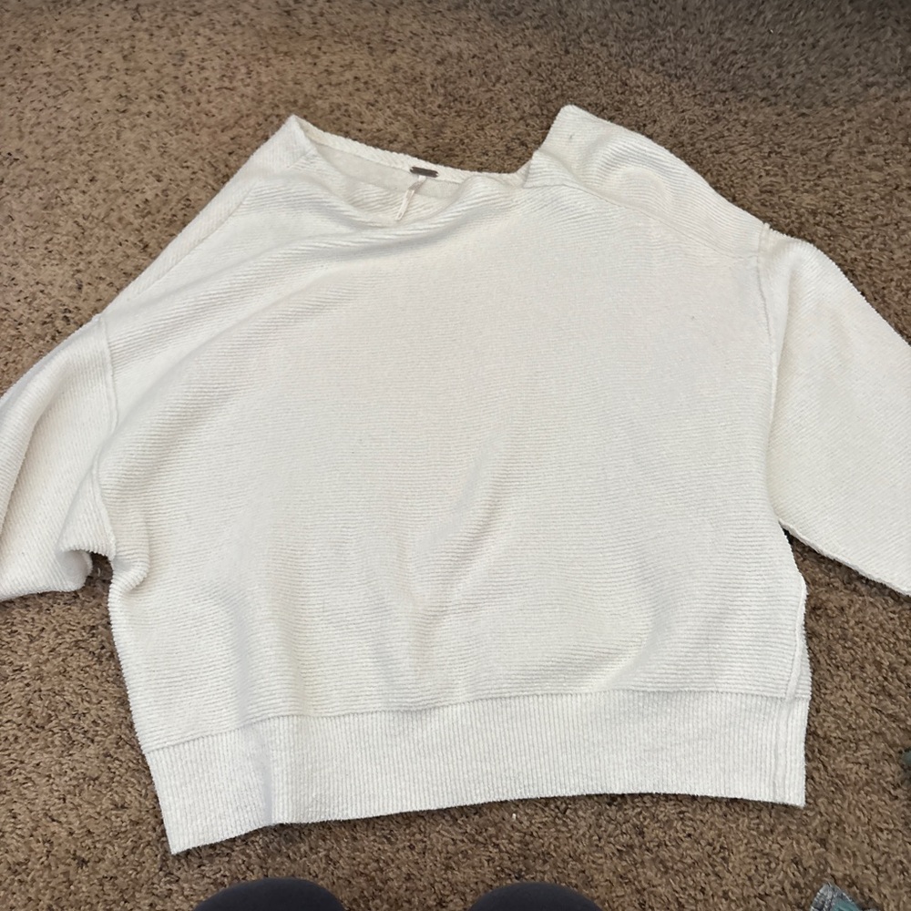 Free people asymmetrical neck White Knit Sweater